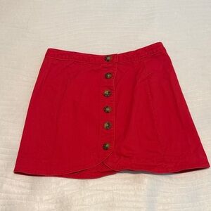 Abercrombie & Fitch Red Mini Skirt with Buttons